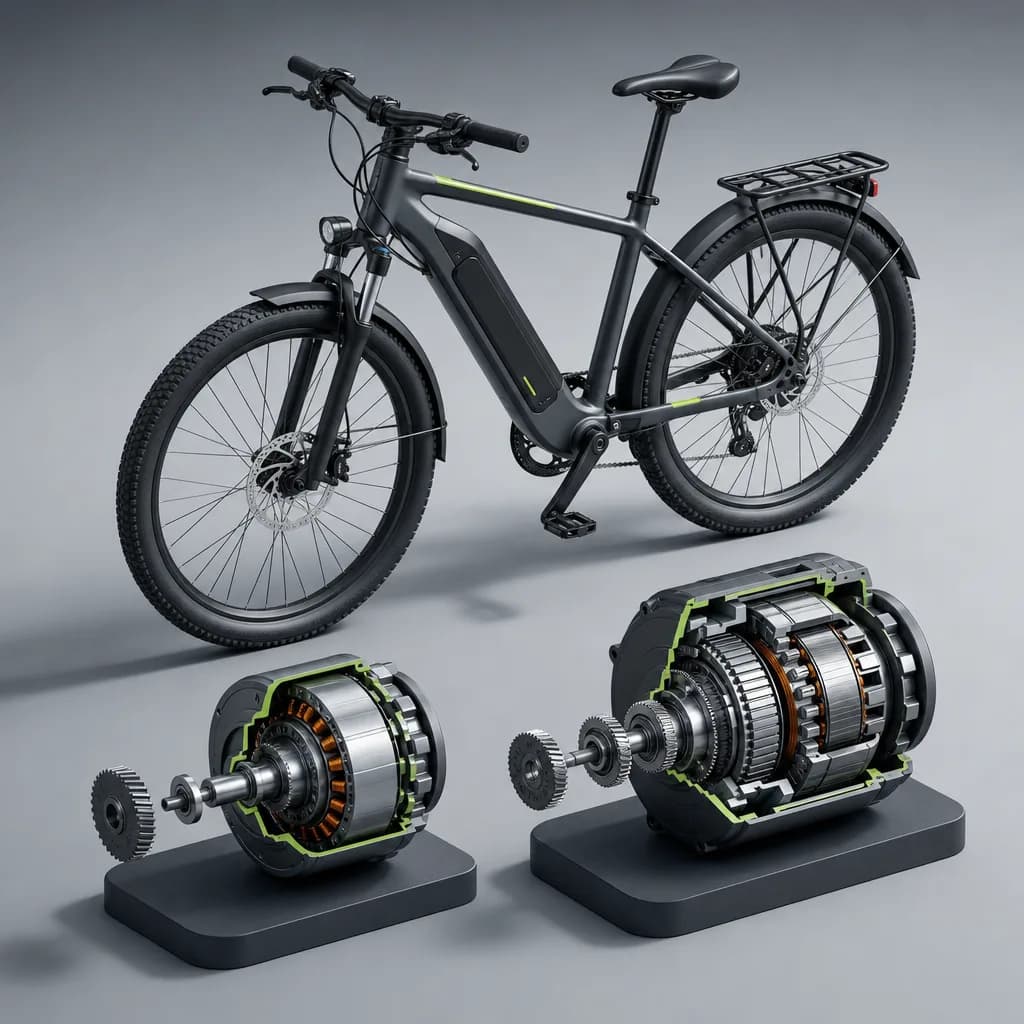 Side-by-side comparison of 250W and 750W e-bike motor cutaway views