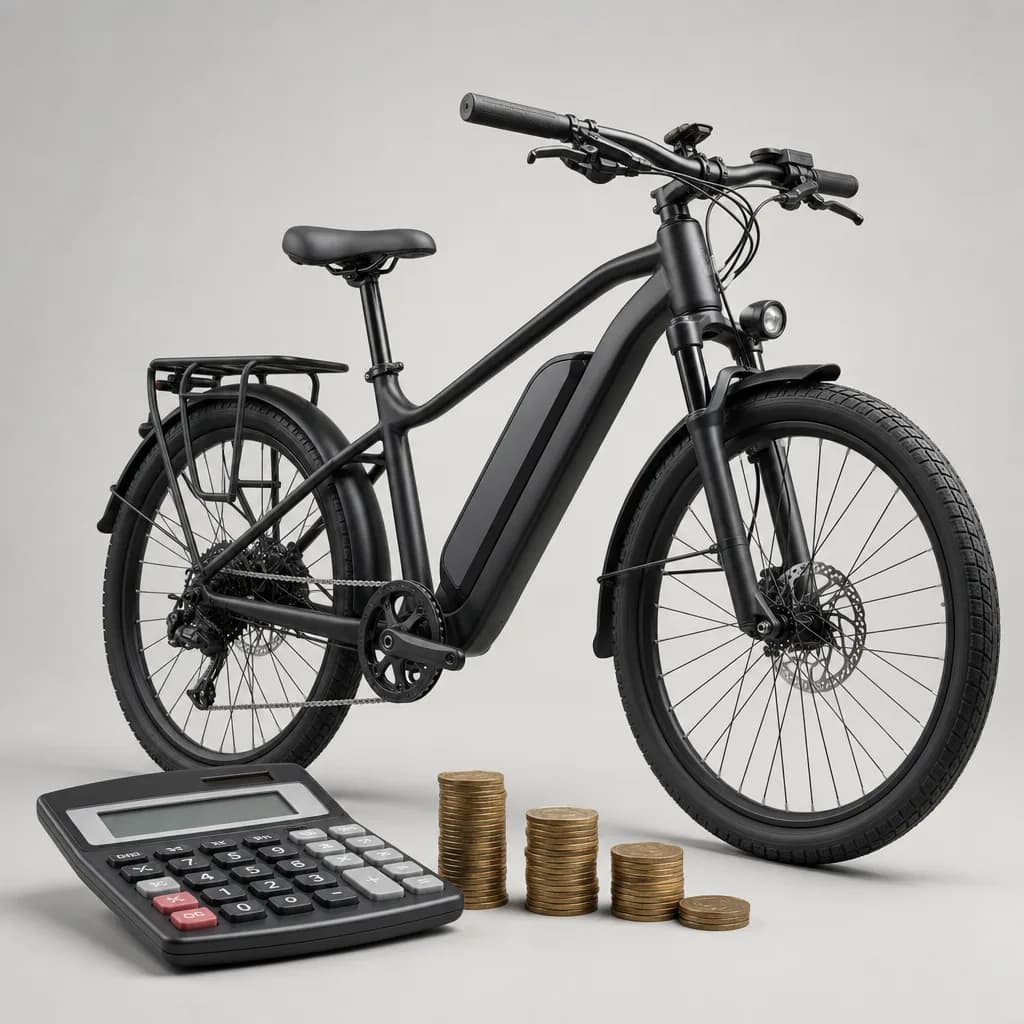 Side-by-side comparison of a calculator and an e-bike