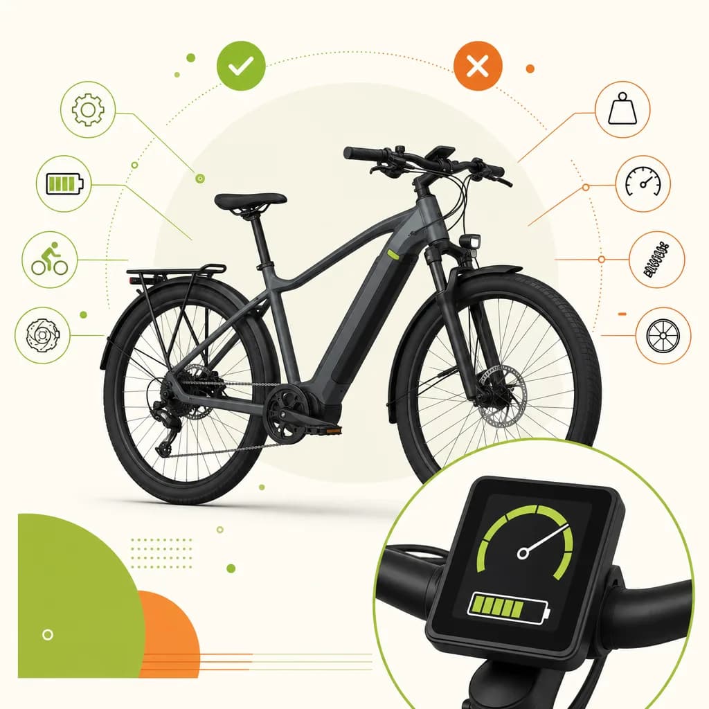 Close-up of e-bike display showing speed and battery level