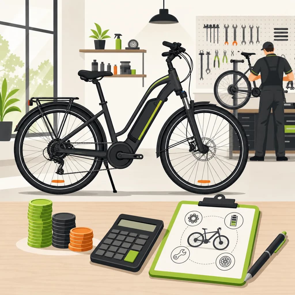 E-bike being serviced in a repair shop