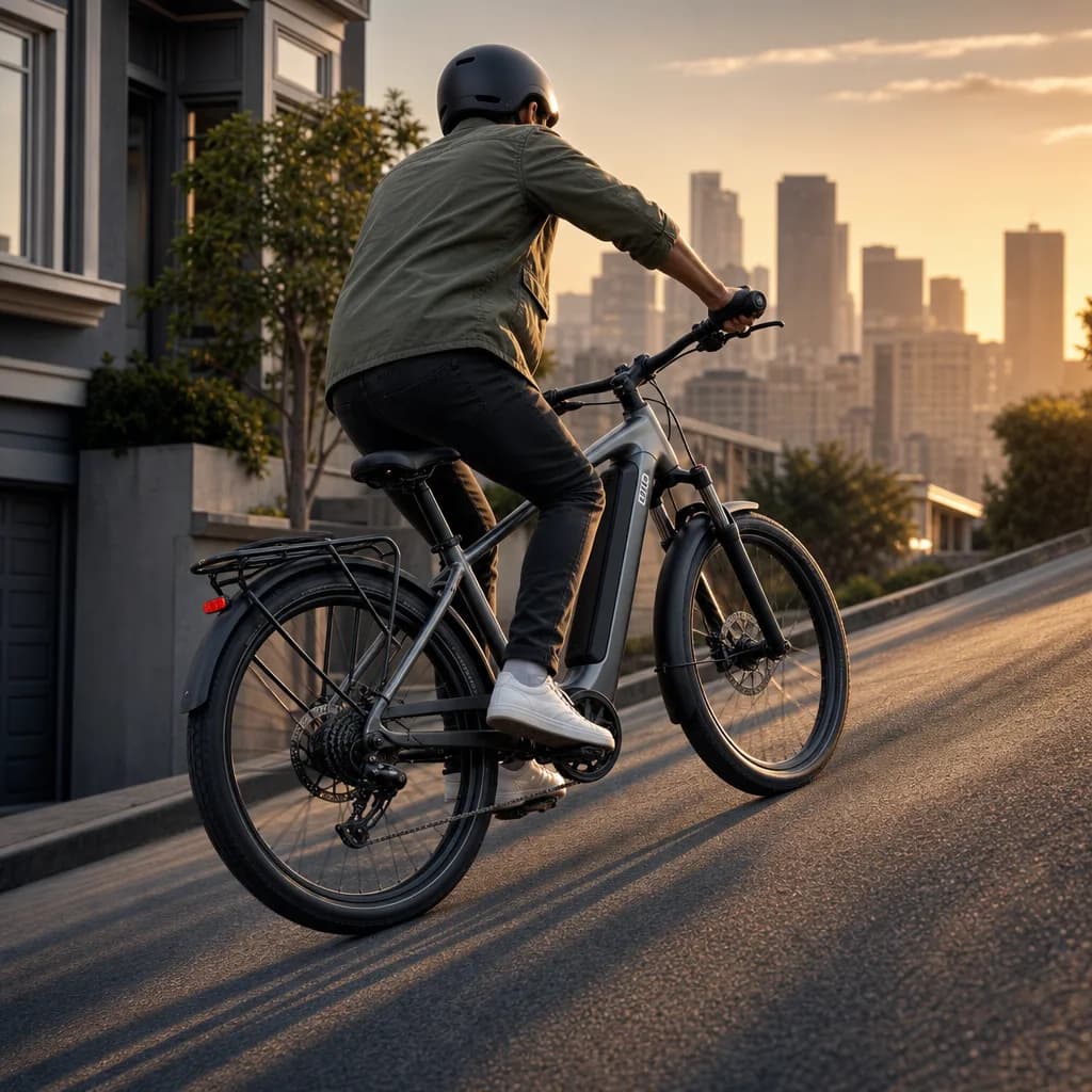 E-bike climbing a steep city hill